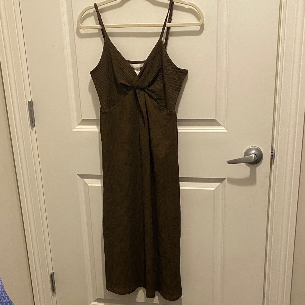Brown Sleeveless Midi Dress